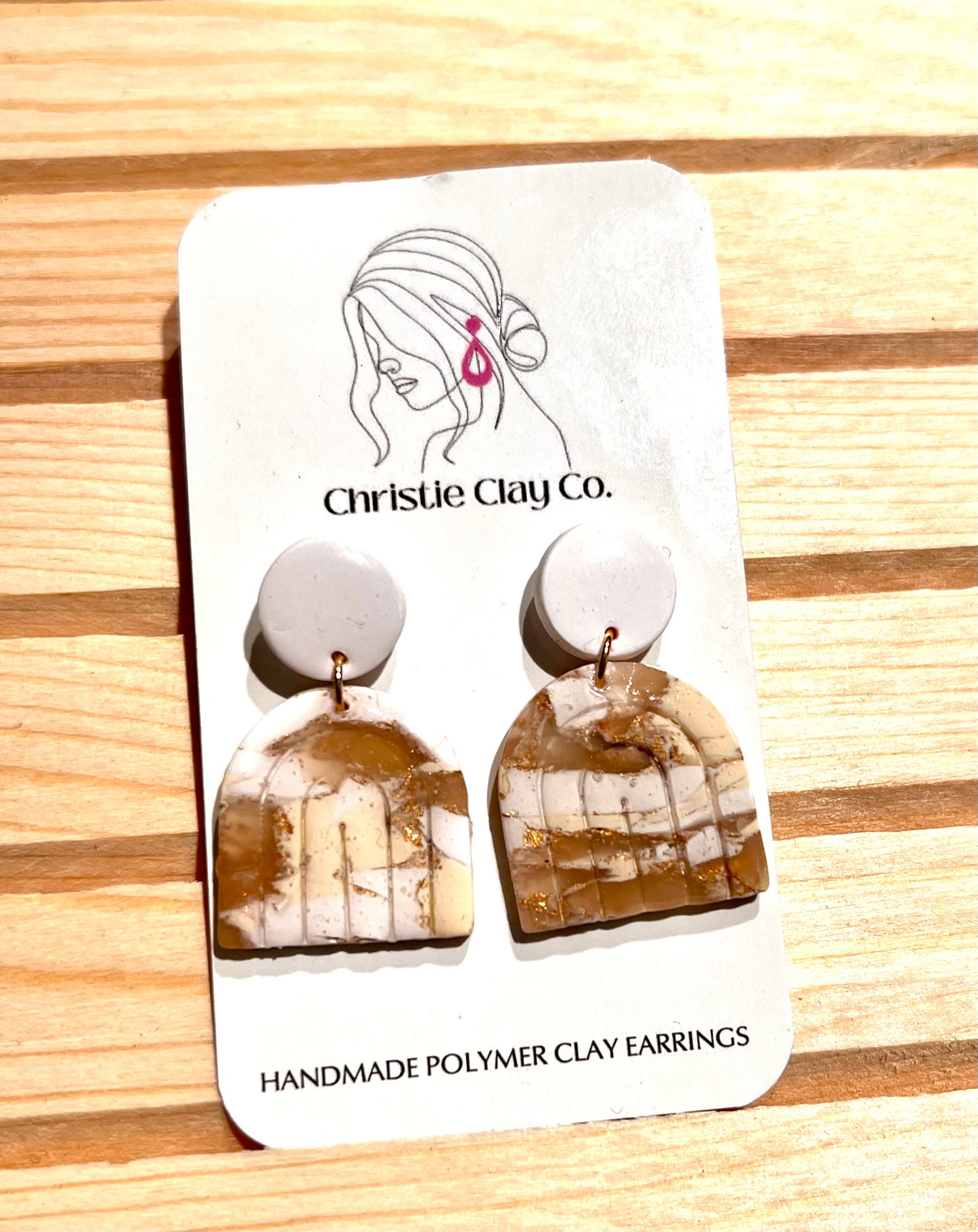 Neutral Marble.  Small Arch Dangle