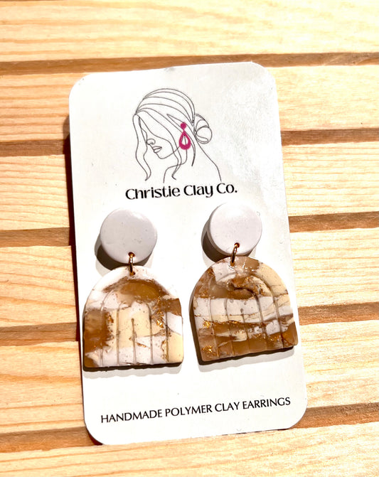 Neutral Marble.  Small Arch Dangle