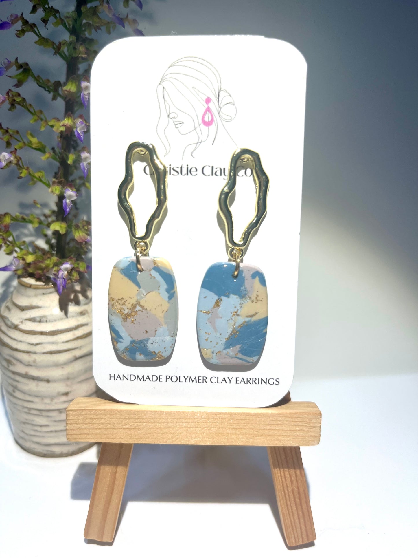 Gray/Blue Marble with gold finding