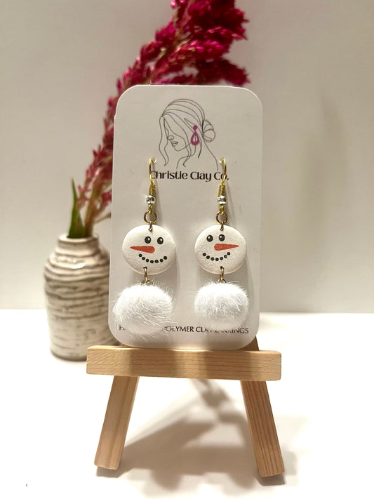 Winter-Snowman face with white pom-pom dangle