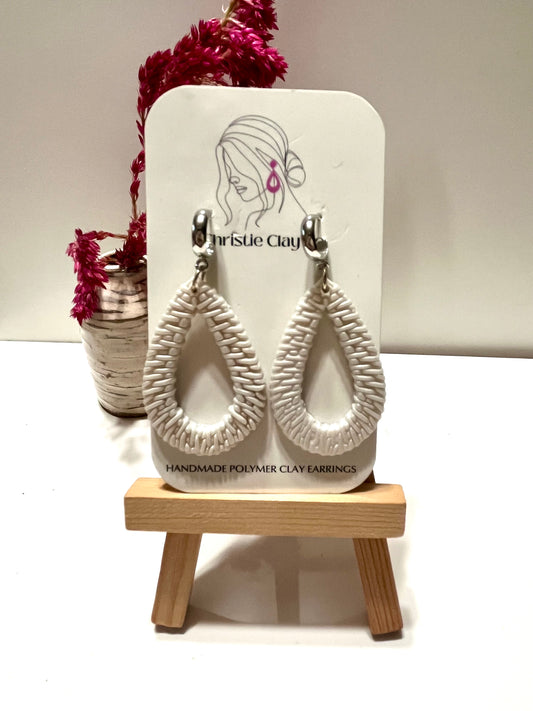 Pearl white rattan weave drops