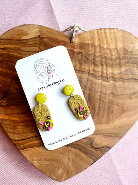 Bridgerton Inspired.  Chartreuse Floral Dangle