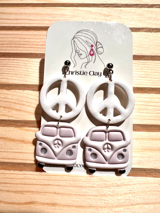 Hippie. Bus with Peace Signs