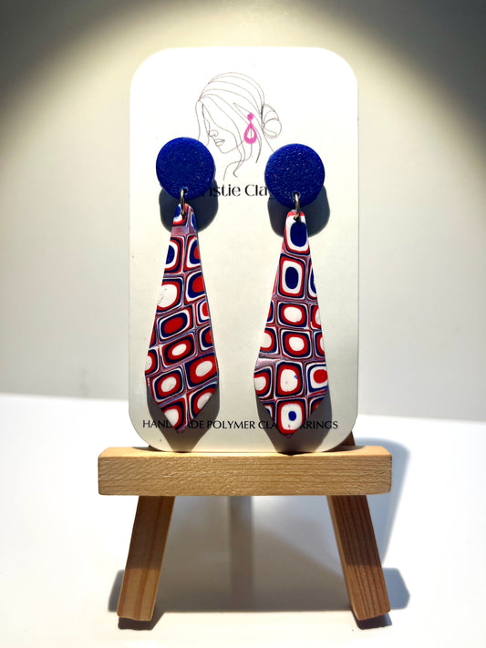 Red, White, & Blue-Two tier dangle with design