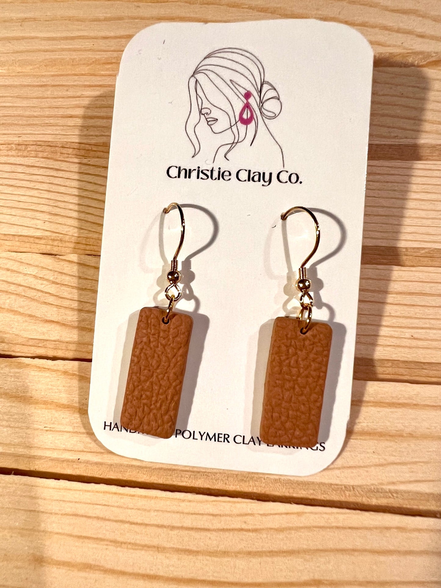 Faux Leather - Simple Rectangle Everyday Earrings