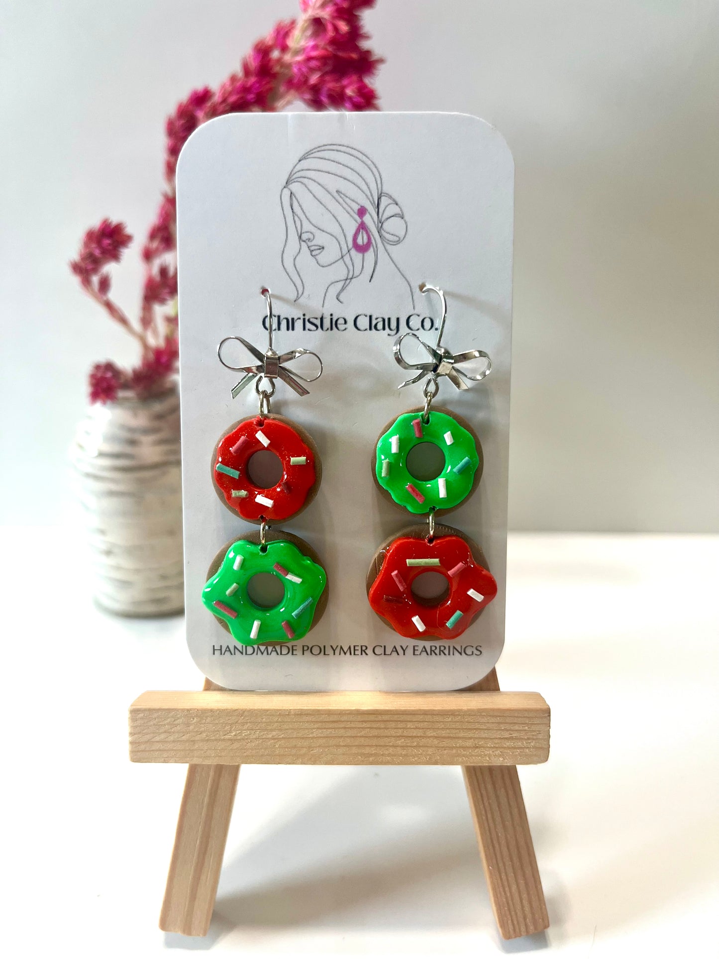 Christmas-Christmas donuts dangles with silver bows