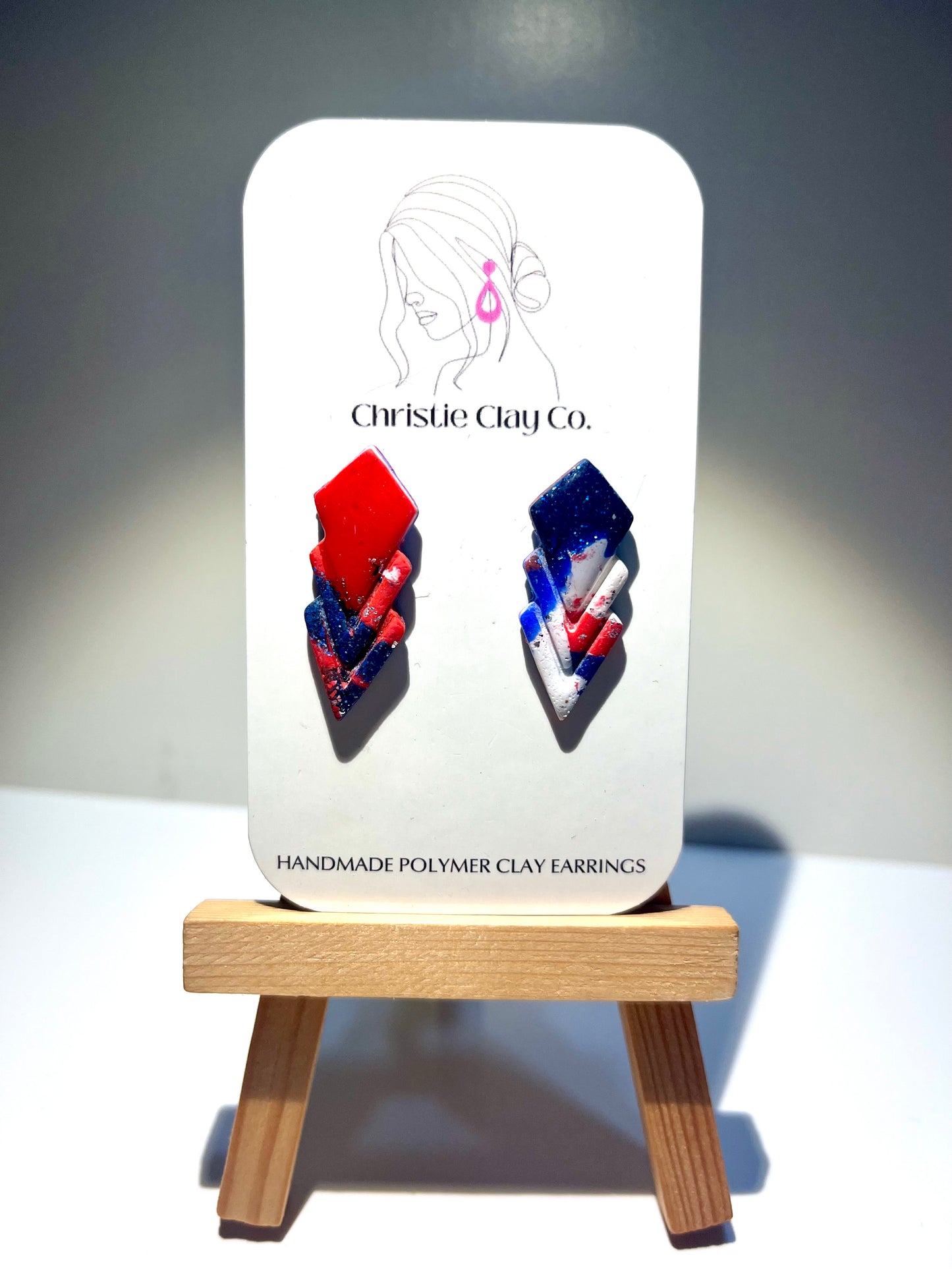 Red, White, & Blue-Studs lightning bolt cutout