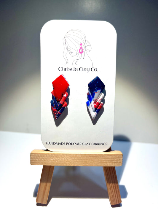 Red, White, & Blue-Studs lightning bolt cutout