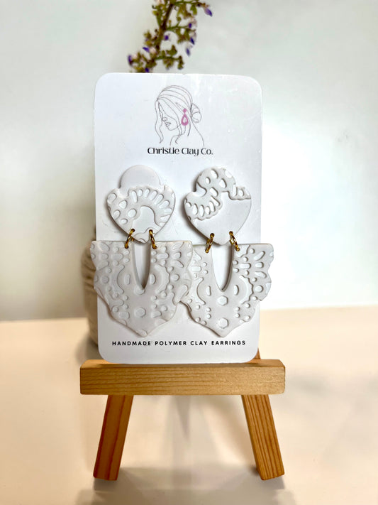 White two tier dangle with imprint