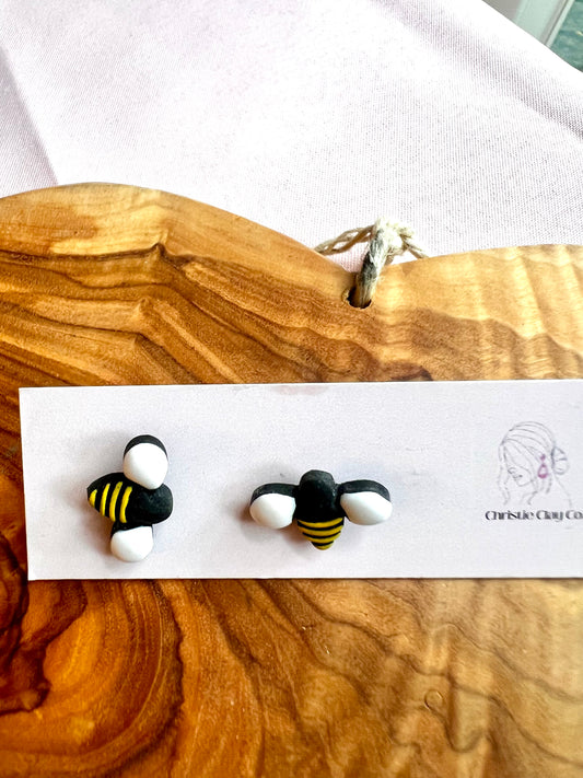 Mini hand painted bumble bee studs