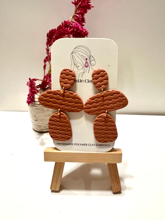 Brown basket weave organic dangles