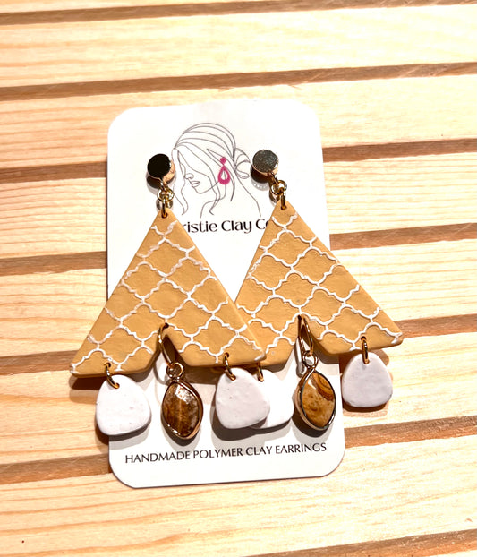 Neutral Marble.  Statement Dangles