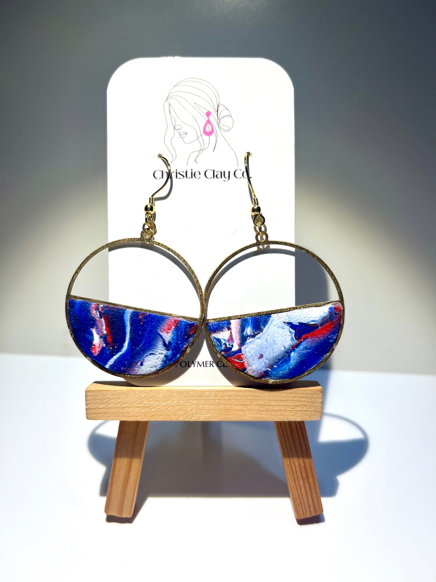 Red, White, & Blue-Gold circle marble