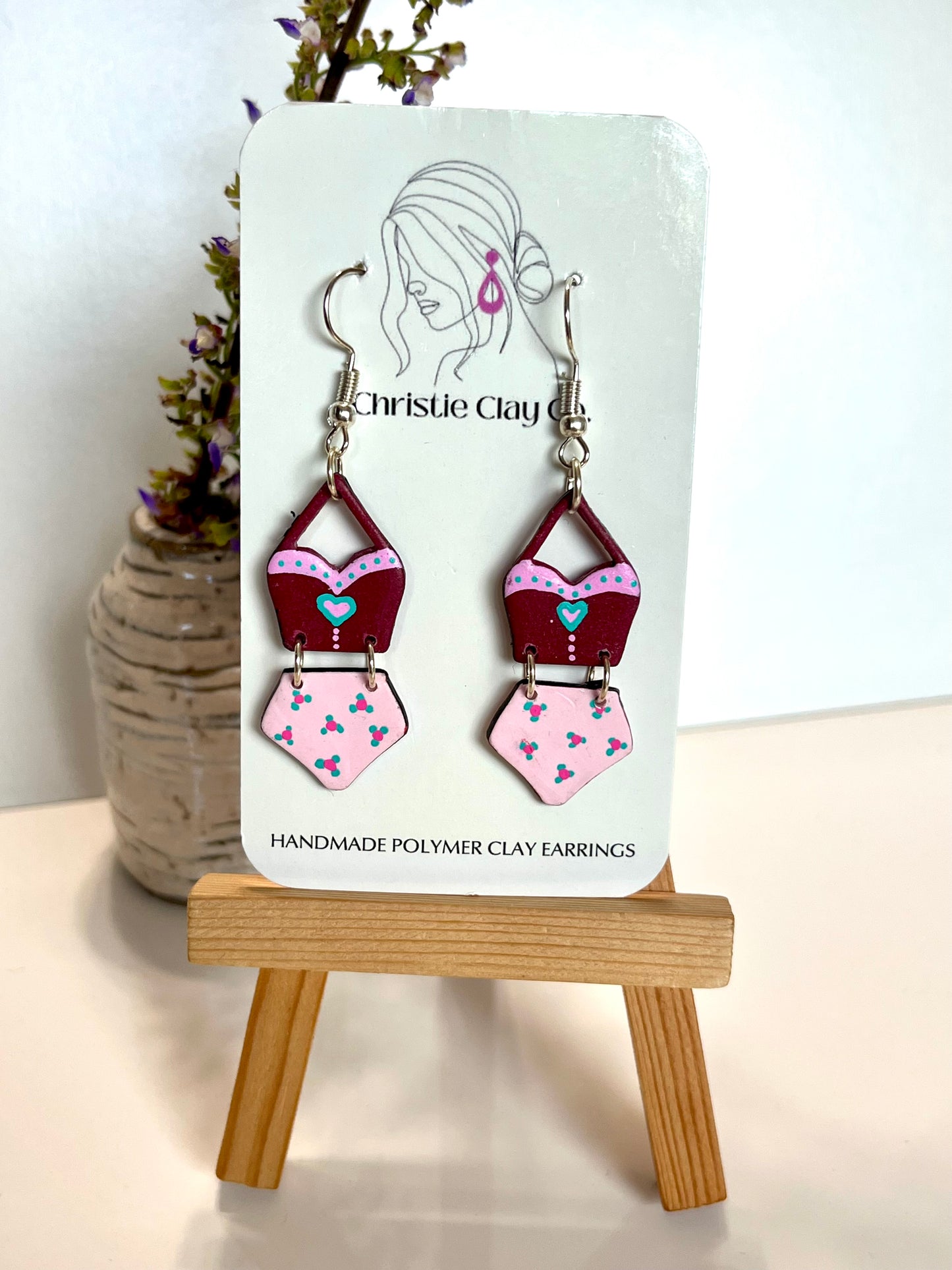 Bathing Suit-Pink with design dangles