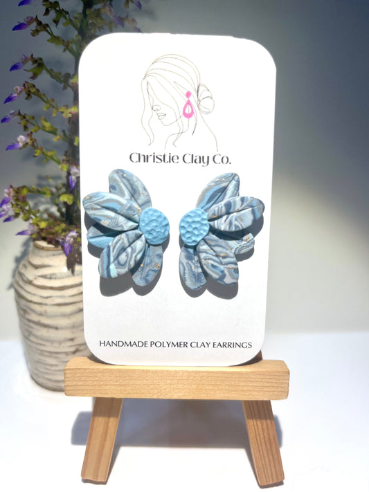 Blue Marble-Flower studs