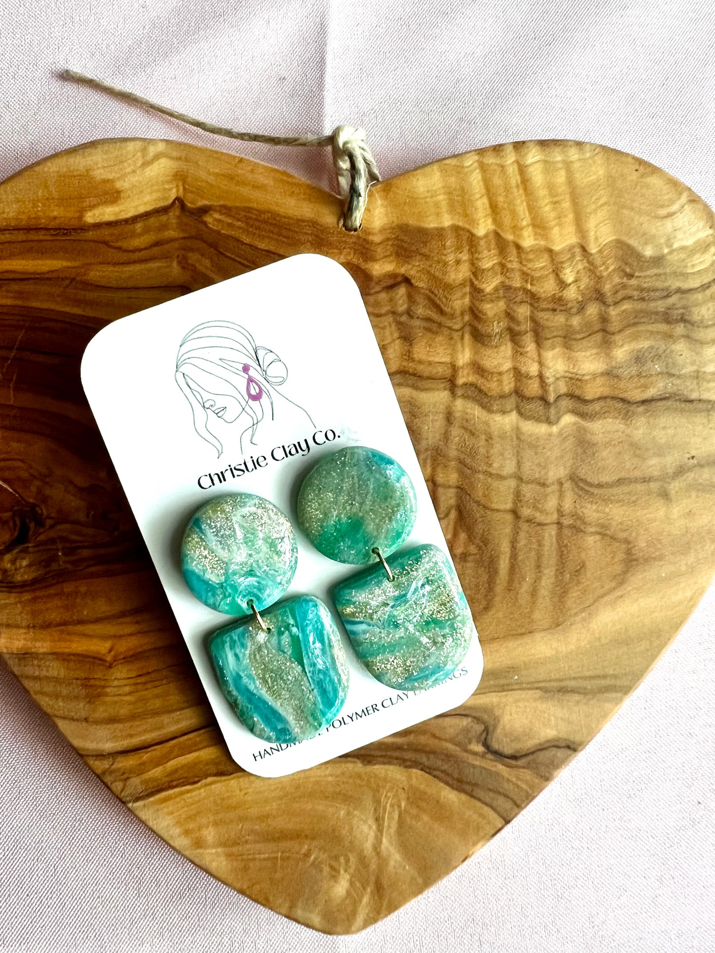 Swirl Collection - Gold Turquoise Translucent Circle Drop earrings