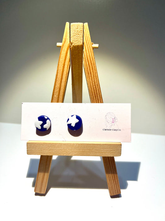 Red, White, & Blue-Circle studs with stars