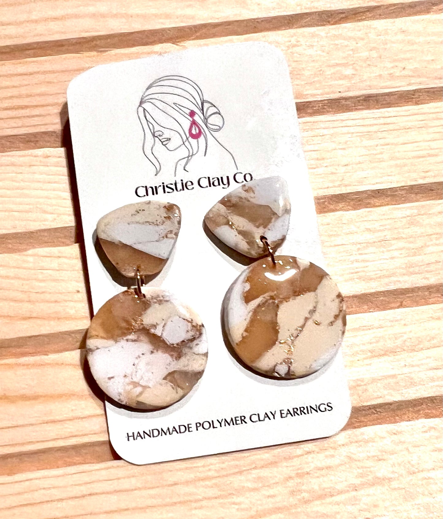 Neutral Marble.  Circle Dangle