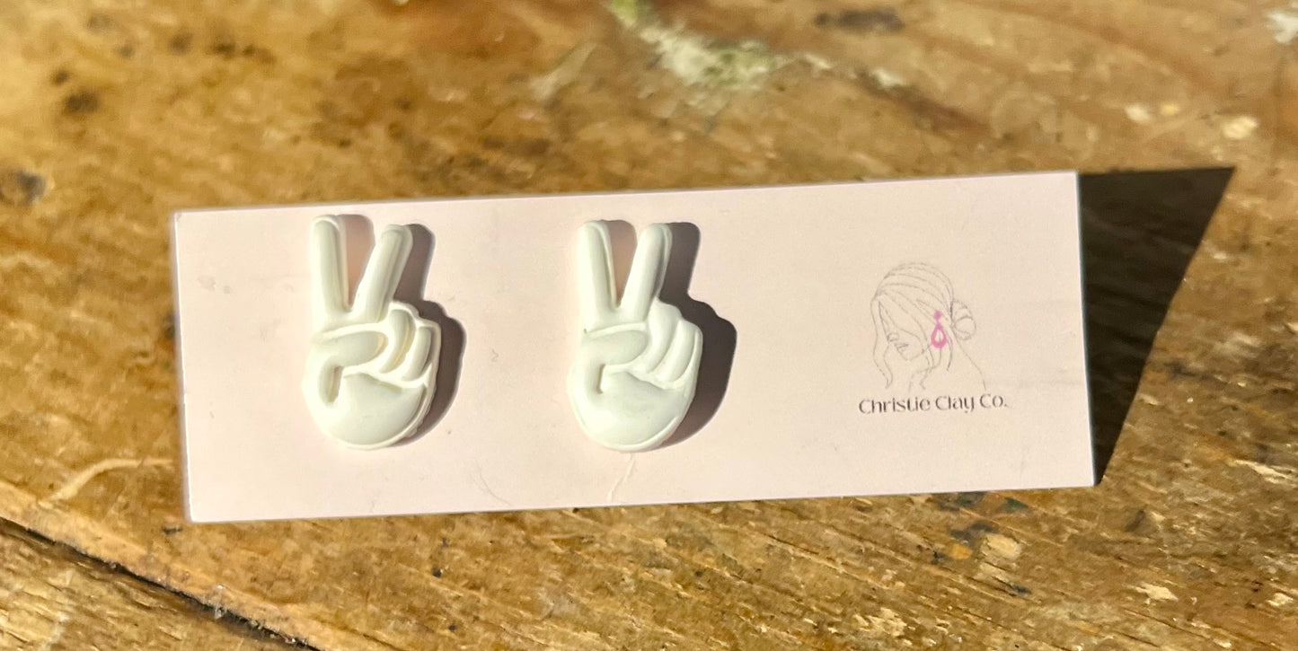 Hippie. Peace Sign Studs