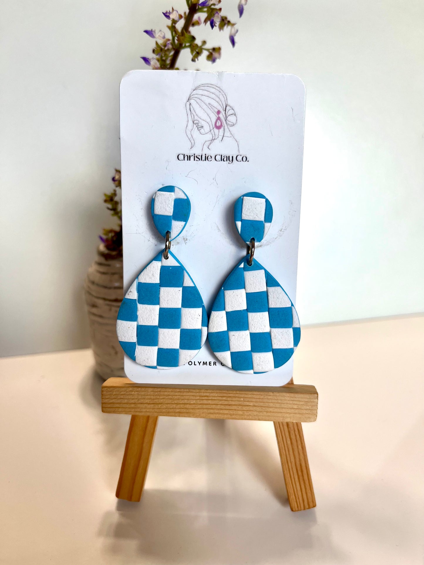 Checkered Print-Teardrop dangle