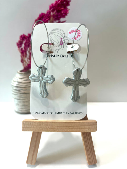 Christmas-Silver crosses reversible