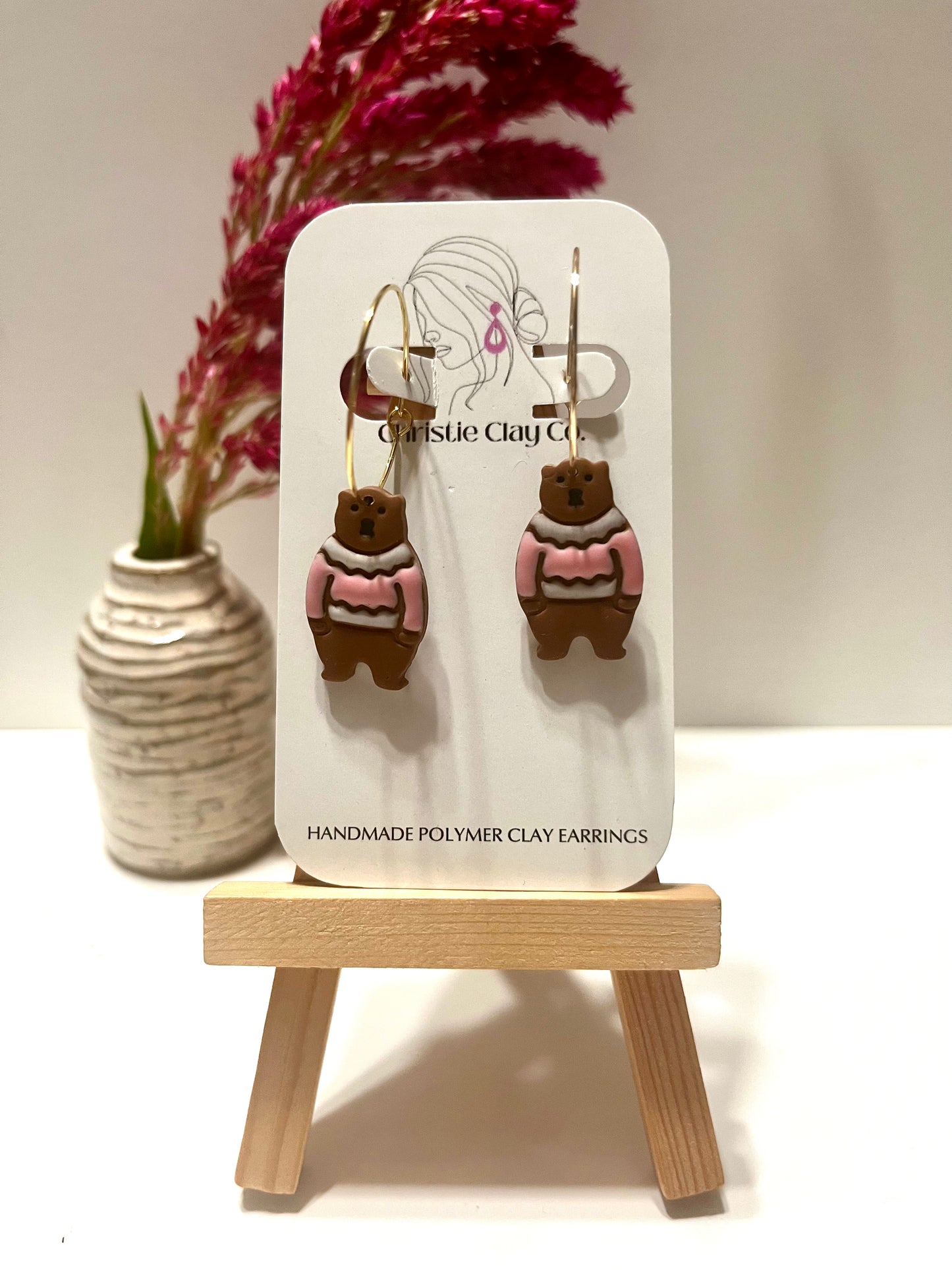 Winter-Bear with pink sweater