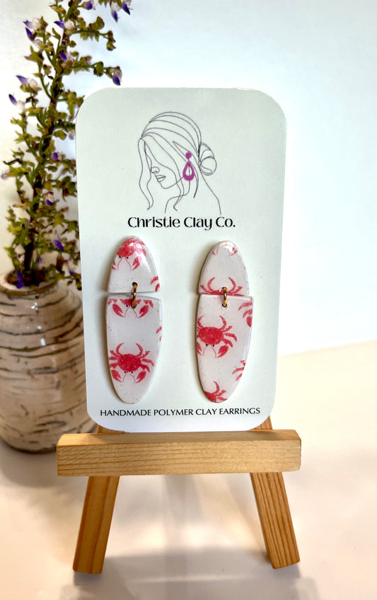 Crab print two tier dangles