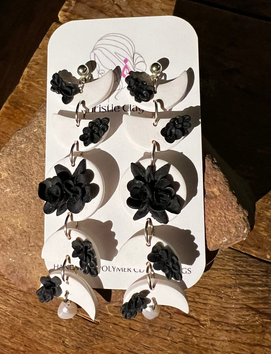 Celestial - White Moon phases with Black Details and Pearl