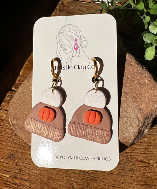 Fall - Knit Hat with Pumpkin