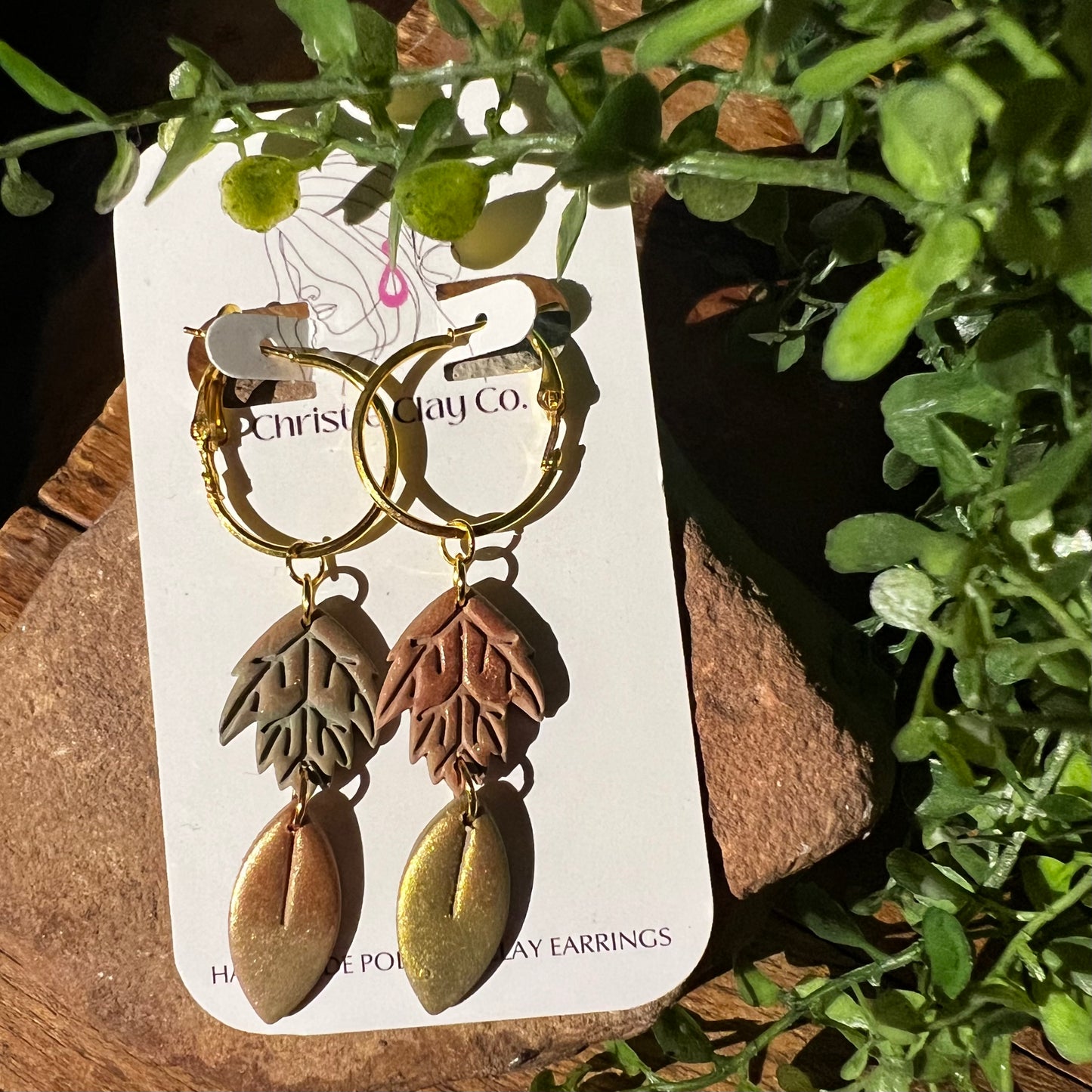 Fall - Green Maple & Fig Leaf Dangles