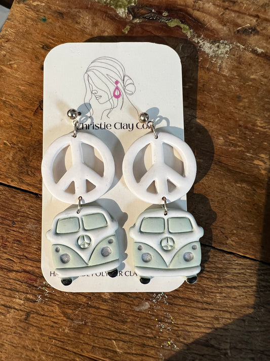 Hippie. Bus with Peace Signs