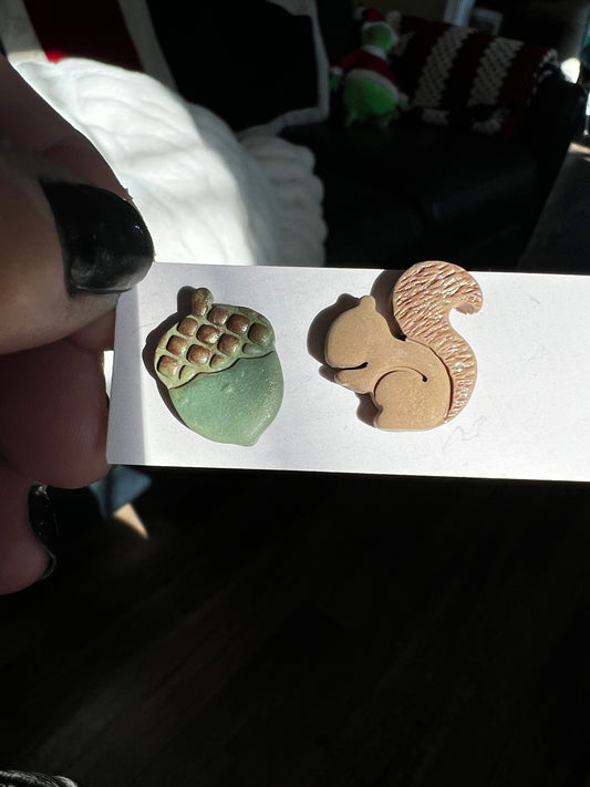 Fall - Squirrel & Acorn Studs